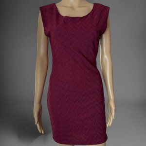 Zouk: Sleeveless Sheath Mini Dress Red Cherry Small S Lined Stretch Boat Neck